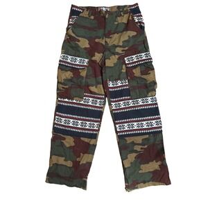 Urban Outfitters Y2K Camo Fair Isle Patchwork Cargo Pants Sz 8 Wide Leg Vintage‎